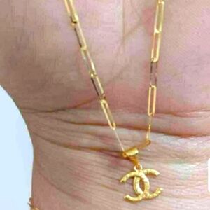 18k Saudi Gold Necklace Paperclip Chain Real Gold Pawnable